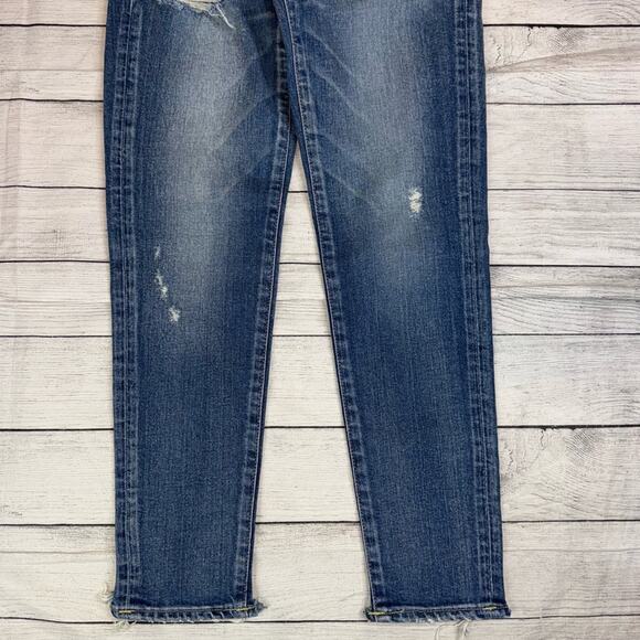 Moussy Vintage Jeans Size 24 Lindsay Skinny Cropped Jeans Light Blue Frayed Hem - Picture 5 of 11